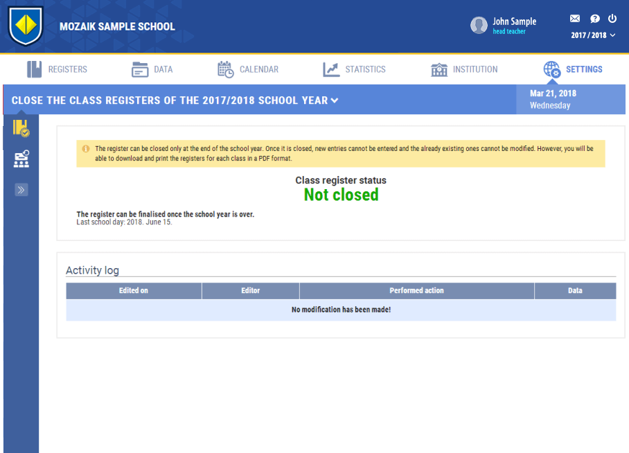 Finalising school year