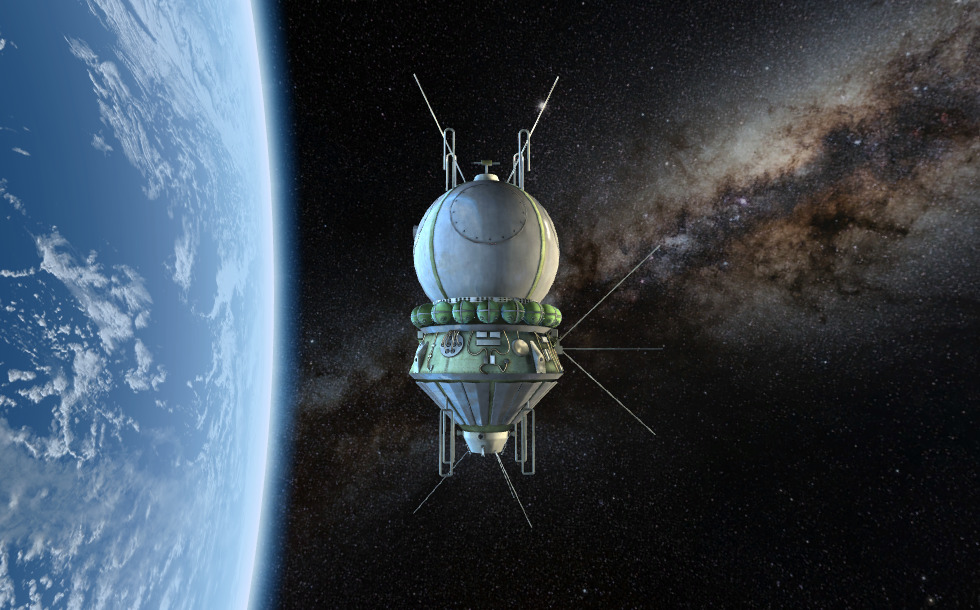 Yuri Gagarin's journey to outer space (1961) - 3D scene - US