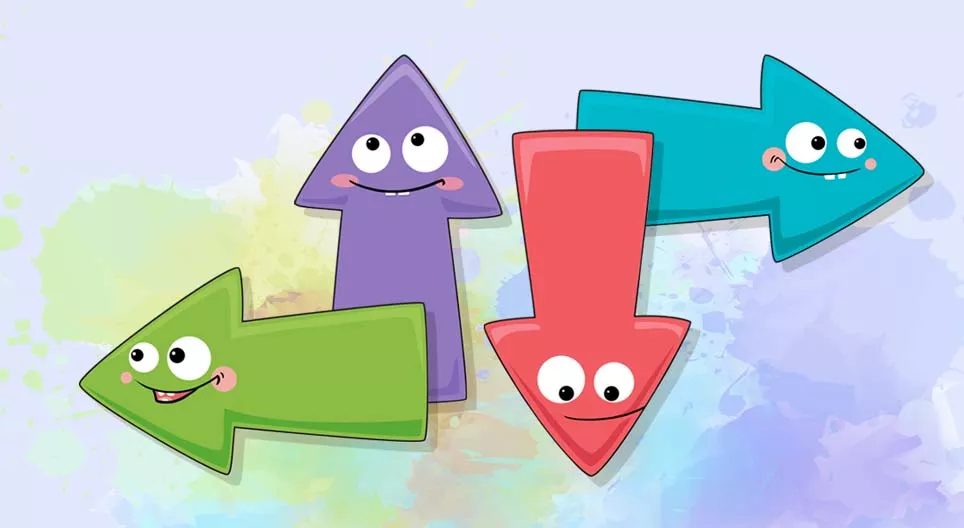 ¿En qué dirección está abajo, arriba, derecha e izquierda?