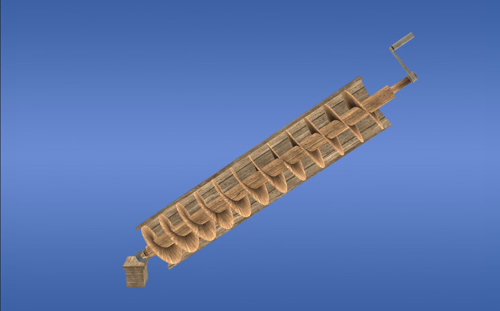 El tornillo de Arquímedes (siglo III a. C.) - escena en 3D - US