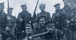 Un grupo de soldados durante la Revolución de Octubre de 1917 en Rusia