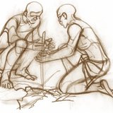 Creating fire through friction is still common where primitive conditions prevail Creating fire through friction is still common where primitive conditions prevail