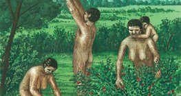 Homens primitivos em grupo