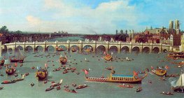 Canaletto: Ponte de Westminster, com a procissão do Lord Mayor no Tamisa (detalhe)