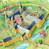 Dibujo del conjunto de un monasterio