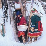Khanty women in traditional clothes