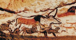 Aurochs e cavalo, pinturas rupestres de Lascaux
