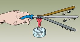 Demonstrando condutividade térmica em cobre, alumínio e ferro