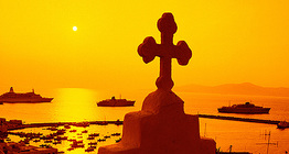 Pôr do sol na ilha de Mykonos