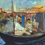 Monet en su estudio flotante (1874, impresionismo), Édouard Manet