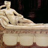 Antonio Canova: Paolina Borghese as Venus Victorious, marble sculpture (1805-1808, Classicism)