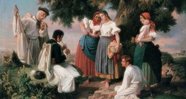 János Janko: El nacimiento de la canción popular (1860, Galería Nacional de Hungría)