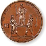 Bronze medal depicting the coronation of Napoleon
