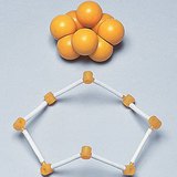 The space-filling and stick model of the sulfur molecule