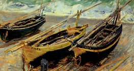Monet: Três barcos de pesca (1886, impressionismo)