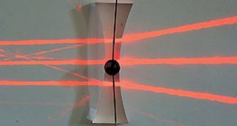 Rayos de luz atravesando una lente cóncava