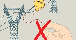 No toques ni la cola de una cometa atrapada en un cable de alta tensión