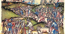 Representação da invasão mongol da Europa na Chronica Hungarorum escrita por Johannes de Thurocz