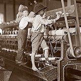 Child workers in a textile factory