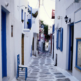 Narrow street on the island of Mykonos