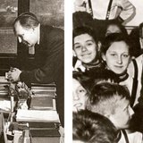 Zoltán Kodály, líder do Grupo de Pesquisa de Música Folclórica da Academia de Ciências Húngara · Zoltán Kodály com crianças