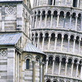 Catedral de Pisa e a torre inclinada de Pisa (detalhe)