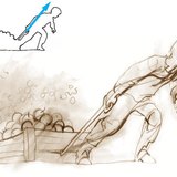 Nos diagramas de força, a força é representada por uma seta