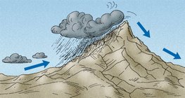 As faces das montanhas com mais vento têm um clima mais húmido