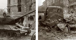 Vestígios de batalhas de rua em 1956 em Budapeste
