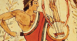 Mural etrusco do túmulo dos leopardos (Tarquinia, meados do século V a.C.)