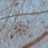 The icy surface of Europa, a moon of Jupiter