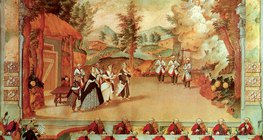 Haydn dirige una representación de ópera al lado del clavicémbalo en Eszterháza