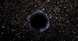 Um aglomerado globular com um buraco negro (adicionado digitalmente à foto)