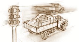 O caminhão carregado acelera mais devagar, pois tem uma inércia maior