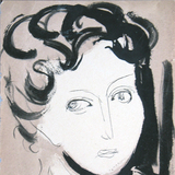 Милош Бајић,  Женски портрет, цртеж у техници лавирани туш