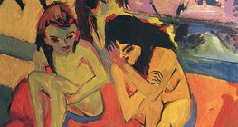 Ernst Ludwig Kirchner: Meninas Nuas Falando (c. 1910, Expressionismo)