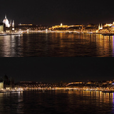 View of Budapest before and during the Earth Hour when the non-essential lights are turned off