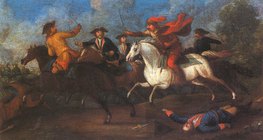 Cena de batalha com kuruc e labanc cavaleiros