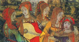 Cantores de madrigais em tapeçaria