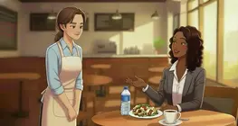 En una cafetería o un restaurante