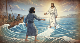 Pedro camina sobre el agua