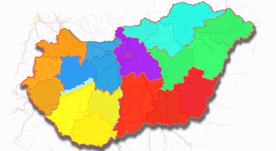 Mapa administrativo da Hungria