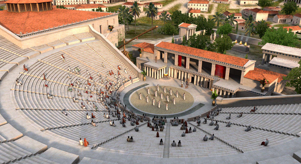 Teatro grego antigo (Teatro de Dionísio, Atenas, século IV a.C.)