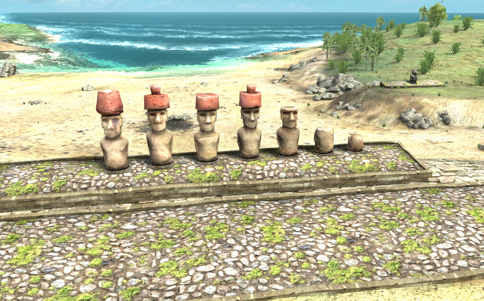 Moai (Ilha de Páscoa, século XVI) - Cena 3D - US Ensino e